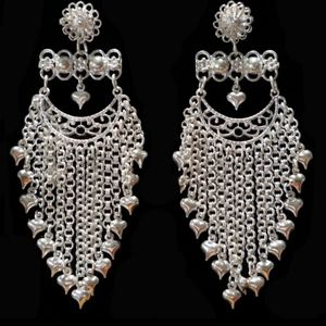 Hmong fashion heart dangles earring